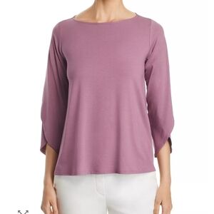 Eileen Fisher NWOT Top XL Lilac Pink Purple Tulip Sleeve